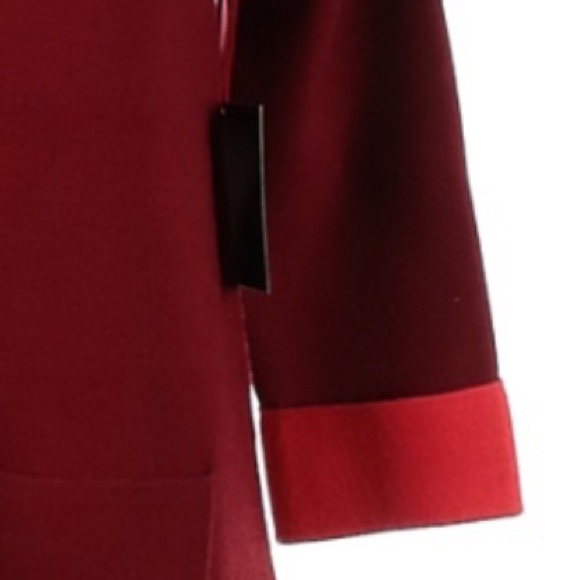 Cynthia Rowley size M burgundy w orange cuffs zip up A-line 3/4 sleeve sweater - Picture 14 of 14
